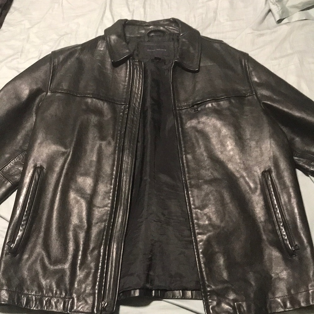 Banana Republic Men’s Black Leather Jacket XL